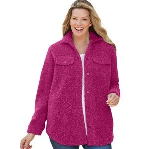 Woman Within Fuzzy Fleece Sherpa Shacket